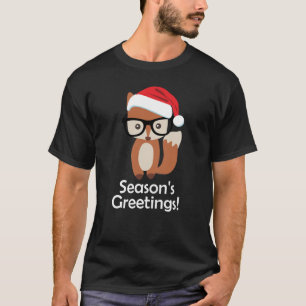 Hipster Holiday Fox Glasses Cute Animal Christmas T-Shirt
