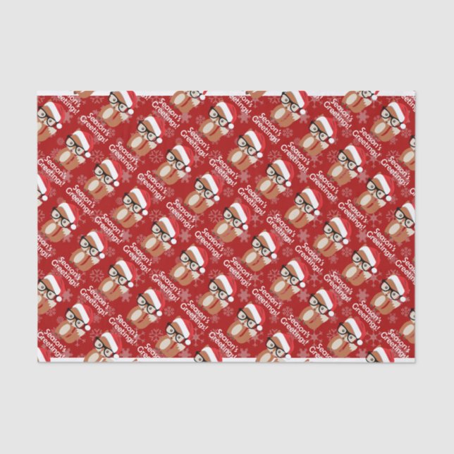 Hipster Holiday Fox Glasses Cute Animal Christmas Tissue Paper (Front)