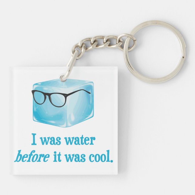 Hipster Ice Cube Was Water Before It Was Cool Key Ring (Back)