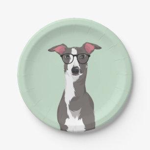 Hipster Italian Greyhound Dog for Dog Lovers Paper Plate