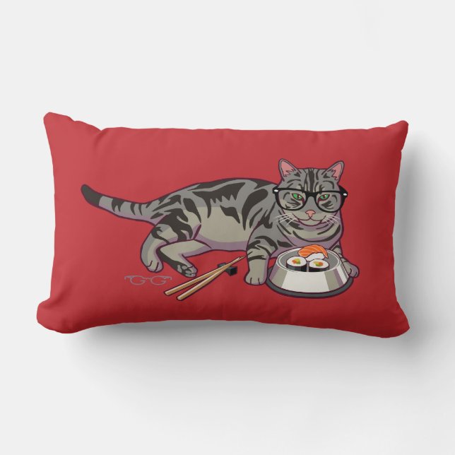 Hipster Kitty Lumbar Cushion (Front)