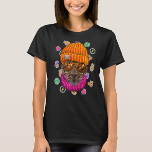 Hipster Leopard Geek Nerd Glasses Animal Love Peac T-Shirt