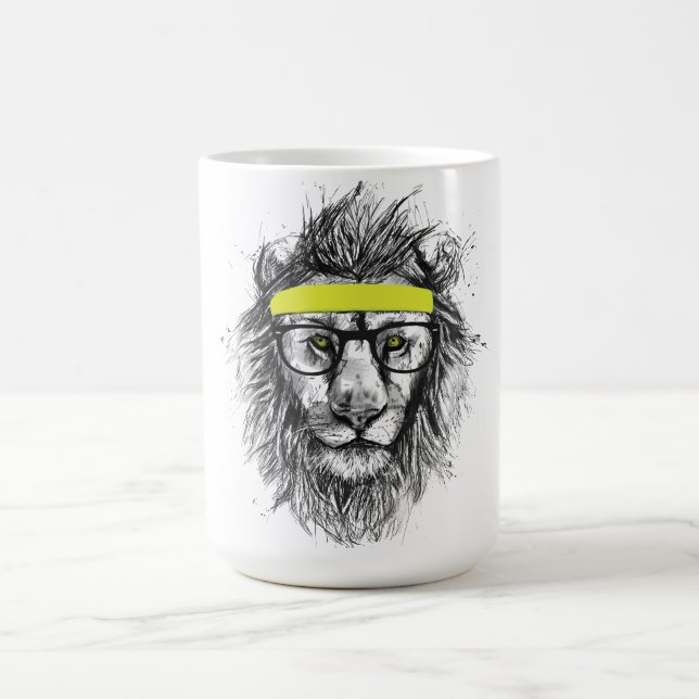 hipster lion coffee mug (Center)