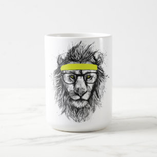 hipster lion coffee mug