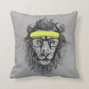 Hipster lion cushion