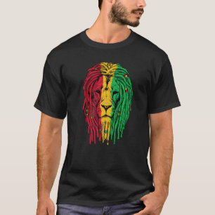 Hipster Lion Jamaica Colours Grid Curls Tiger T-Shirt
