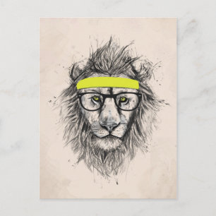Hipster lion (light background) postcard