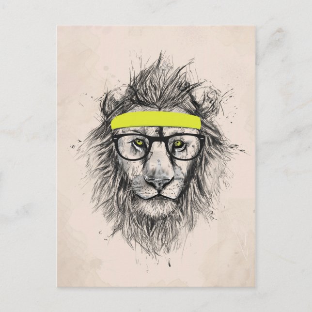 Hipster lion (light background) postcard (Front)