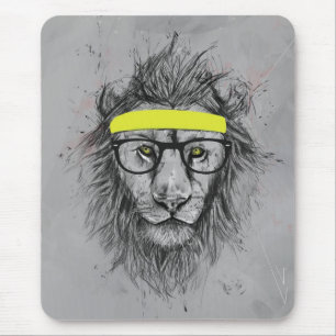 Hipster lion mouse mat