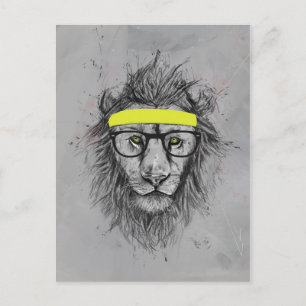 hipster lion postcard