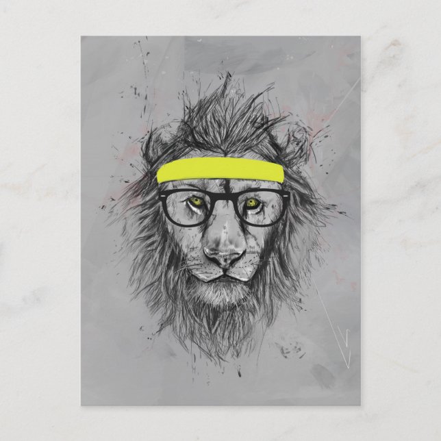 hipster lion postcard (Front)