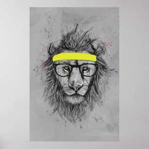 hipster lion poster