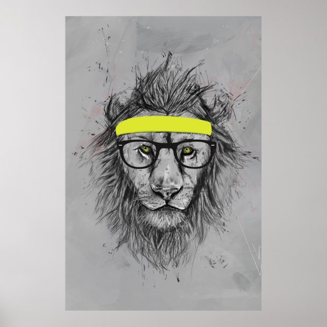 hipster lion poster (Front)