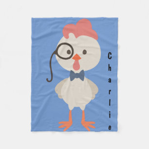 Hipster Little Mister Chicken Baby Boy Fleece Blanket