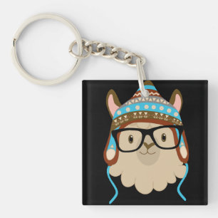 Hipster Llama Keychain
