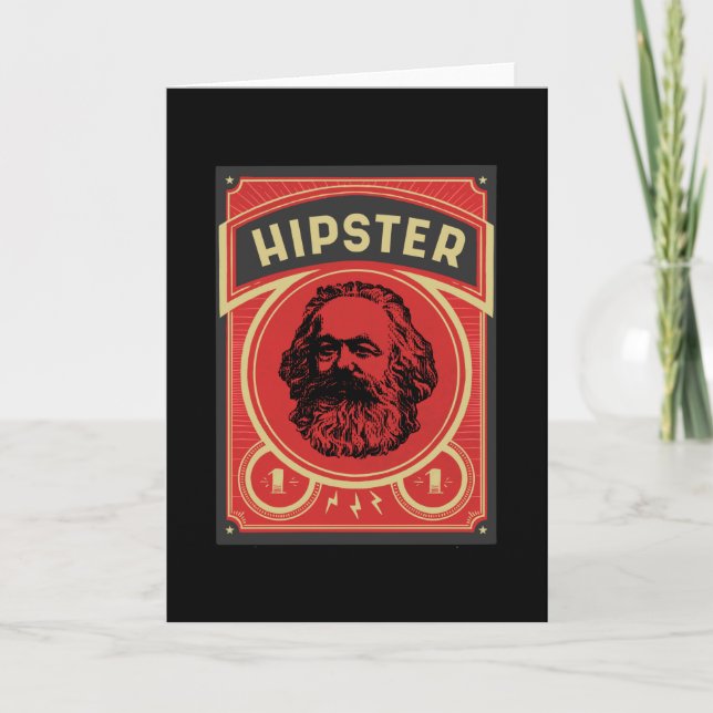 Hipster Marx Retro Poster Card (Front)