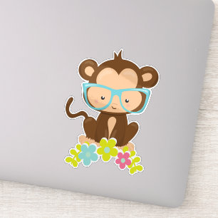 Hipster Monkey, Monkey With Glasses, Flowers