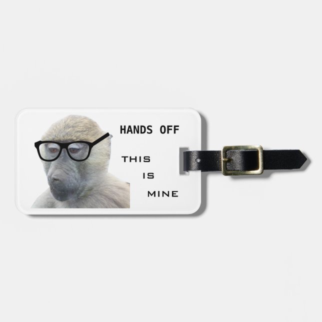Hipster Monkey with Glasses Luggage Tag (Front Horizontal)