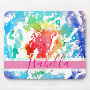 Hipster Monogram Rainbow Tie Dye Mouse Mat