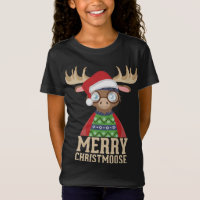 Hipster Moose - Santa Hat - Merry Christmoose Chri
