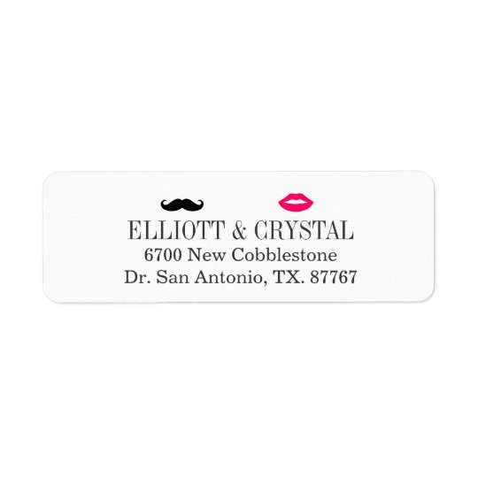 Hipster Moustache and Lips Wedding Return Address Label