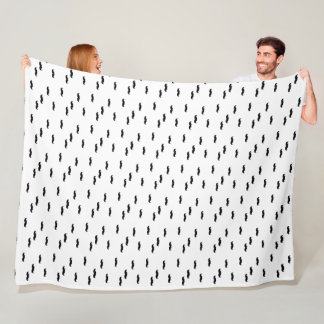 Hipster Moustache Black on Any Custom Colour Fleece Blanket