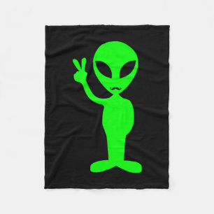 Hipster Moustache Green Alien Fleece Blanket
