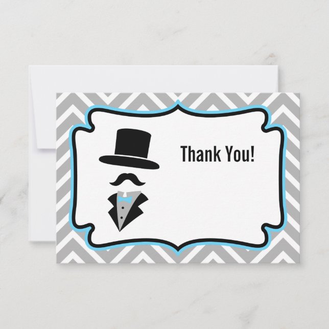 Hipster Moustache Little Man Thank You Note Note Card (Front)