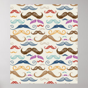 Hipster Moustache Pattern Poster