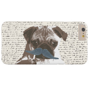 Hipster Moustache Pug Handscript Background Barely There iPhone 6 Plus Case