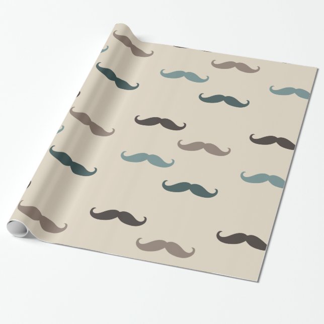 Hipster Moustaches Wrapping Paper (Unrolled)