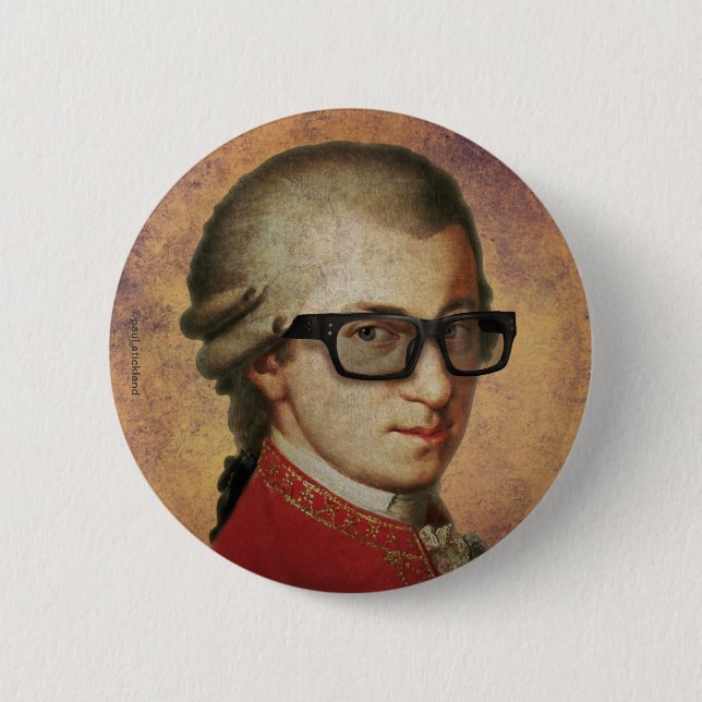 Hipster Mozart 6 Cm Round Badge (Front)