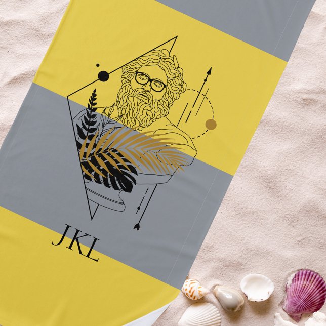 Hipster Olympic God Colorblock Monogram Beach Towel (Creator Uploaded)