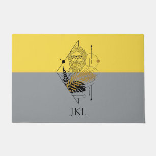 Hipster Olympic God Colorblock Monogram Doormat