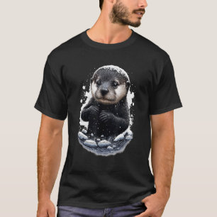 Hipster Otter River Loves To Slide In The Snow T-Shirt