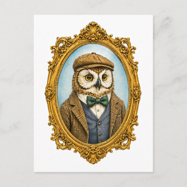 Hipster Owl Portrait Postcard (Front)