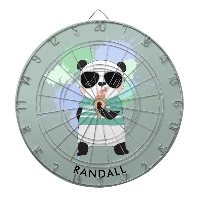Hipster Panda Bear with Any Name Dartboard (Front)