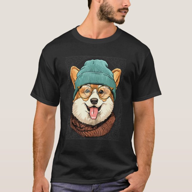 Hipster Pembroke Welsh Corgi Wearing Sunglasses Do T-Shirt (Front)