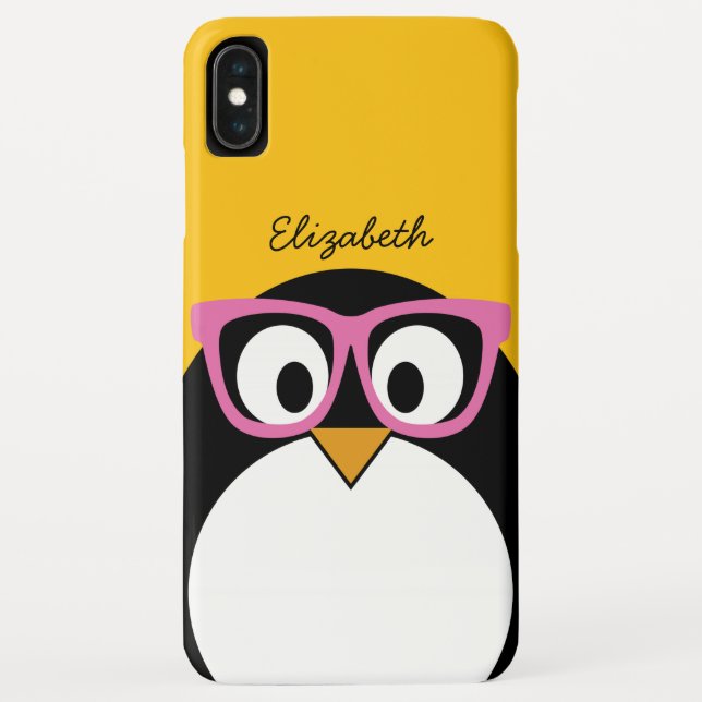 Hipster Penguin - Cute Cartoon Yellow Pink Case-Mate iPhone Case (Back)