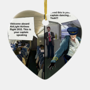 Hipster Pilot Funny Ceramic Tree Decoration