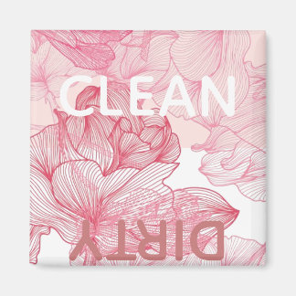 hipster pink floral pattern clean dirty dishwasher magnet