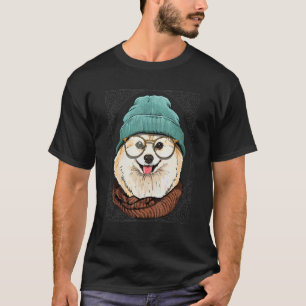 Hipster Pomeranian Animal Wearing Sunglasses Puppy T-Shirt
