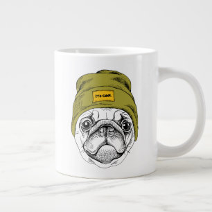 Hipster Pug It's Cool Large Coffee Mug
