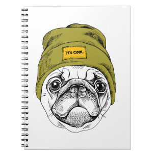 Hipster Pug   It's Cool Notebook