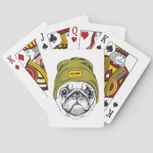 Hipster Pug   It's Cool Playing Cards