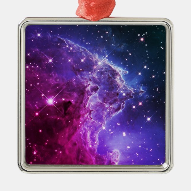 Hipster Purple Ombre Monkey Head Nebula Metal Tree Decoration (Front)