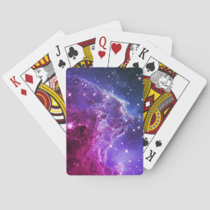 Hipster Purple Ombre Monkey Head Nebula Playing Cards