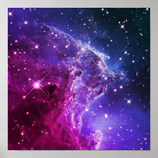 Hipster Purple Ombre Monkey Head Nebula Poster