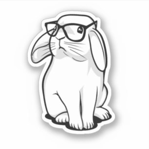 Hipster Rabbit Funny Bunny With Glasses Cute Anima