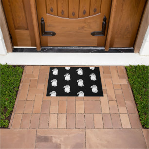 Hipster Rabbit Funny Bunny With Glasses Cute Anima Doormat